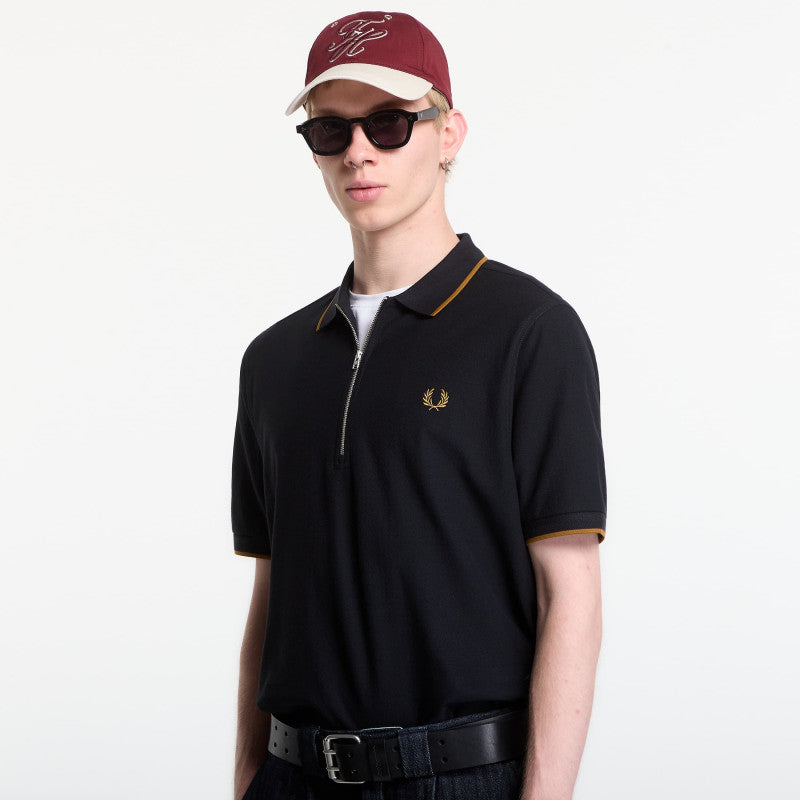 Fred Perry Crepe Pique Polo Shirt Black
