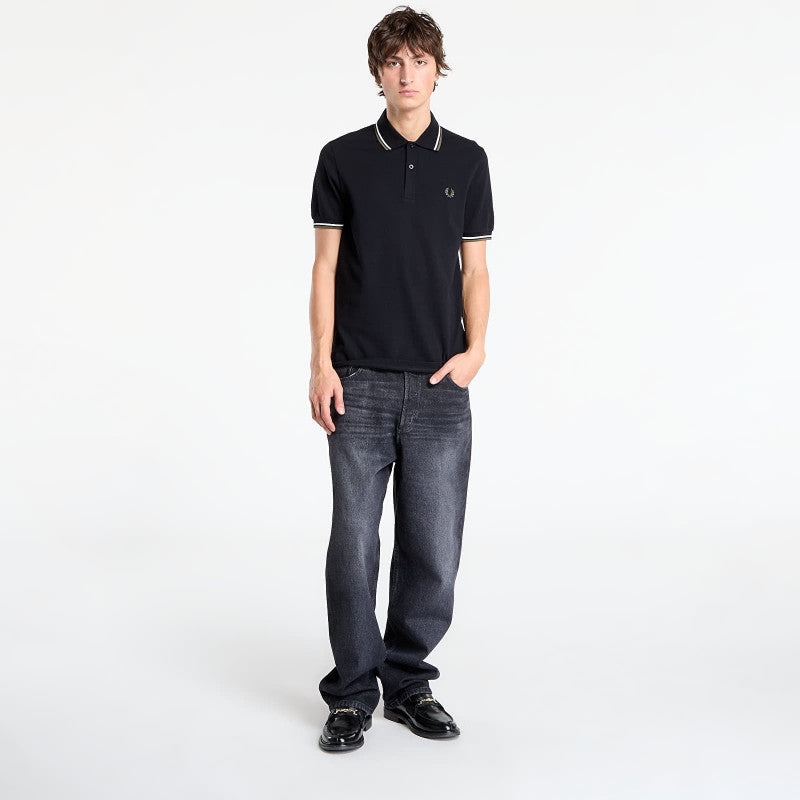 FRED PERRY Twin Tipped Fred Perry Shirt UNISEX Blk/ Ecr/ Lrlwgren
