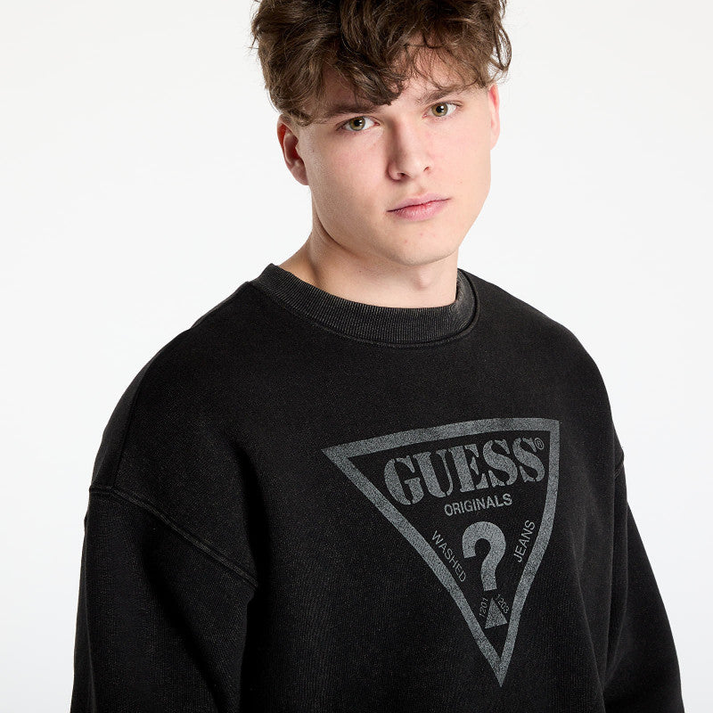 GUESS Go Vintage Triangle Crewneck Jet Black Multi
