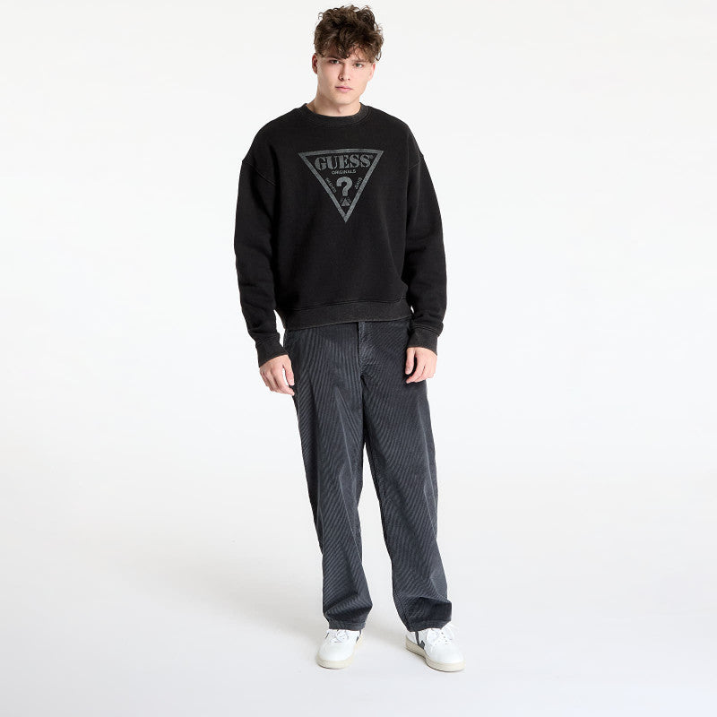 GUESS Go Vintage Triangle Crewneck Jet Black Multi