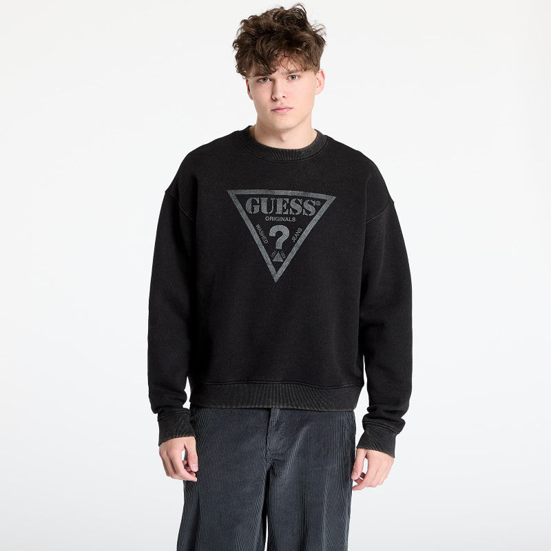 GUESS Go Vintage Triangle Crewneck Jet Black Multi