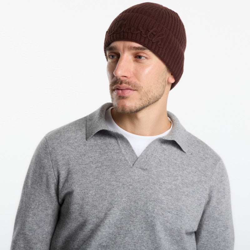 MC2 Saint Barth Moss Tonal Wool Beanie Brown