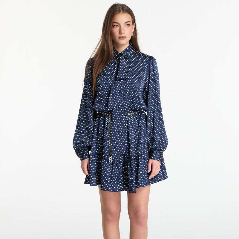 Sukienka Michael Kors Dot Ls Mini Dress Midnight Blue
