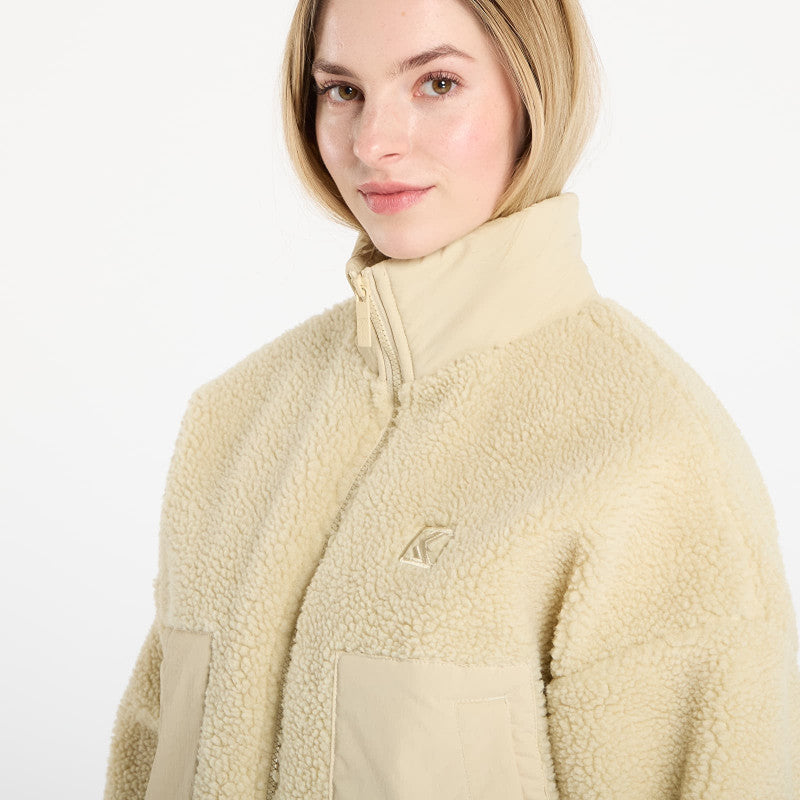 Karl Kani OG Crop Teddy Bomber Jacket Beige