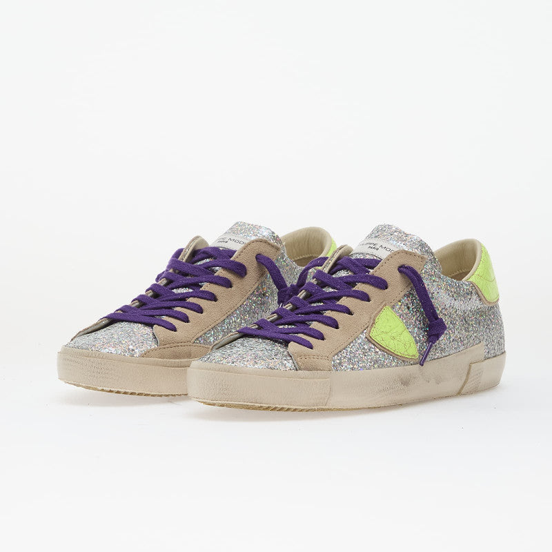 Philippe Model Prsx Low Woman Glitter/ Argent