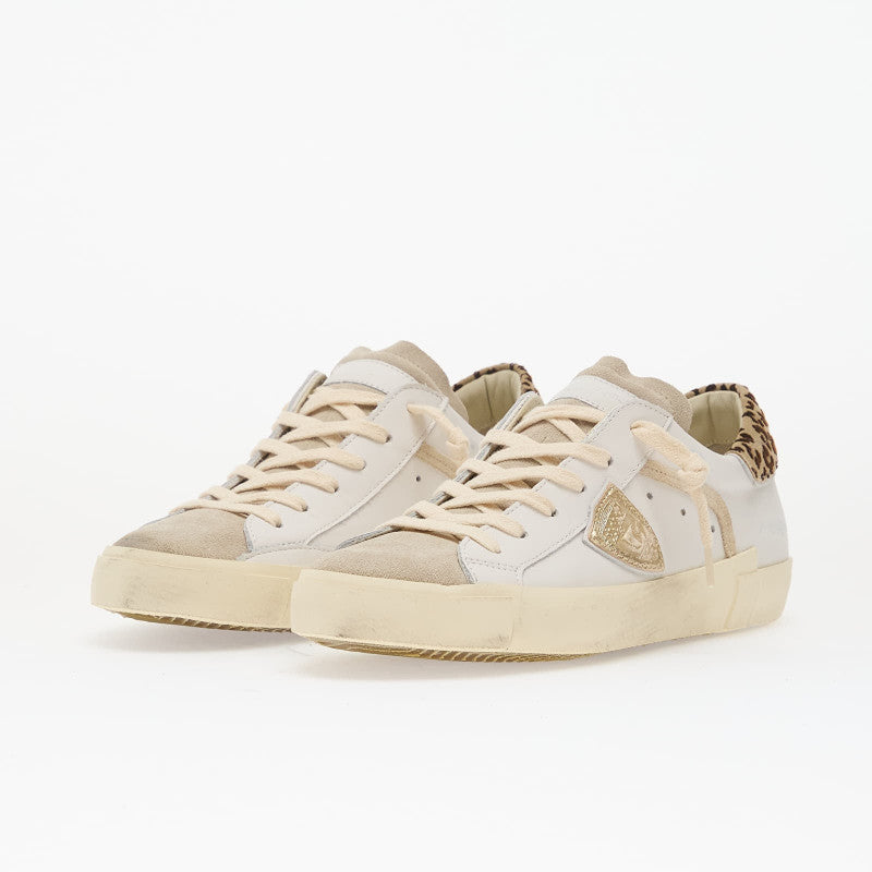 Philippe Model Prsx Low Woman Veau Leo/ Blanc Mud