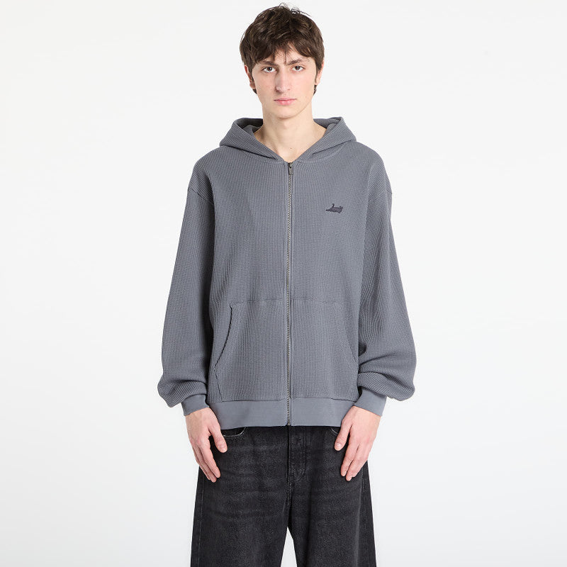 RIPNDIP Castanza Waffle Knit Zip Up Hoodie Charcoal