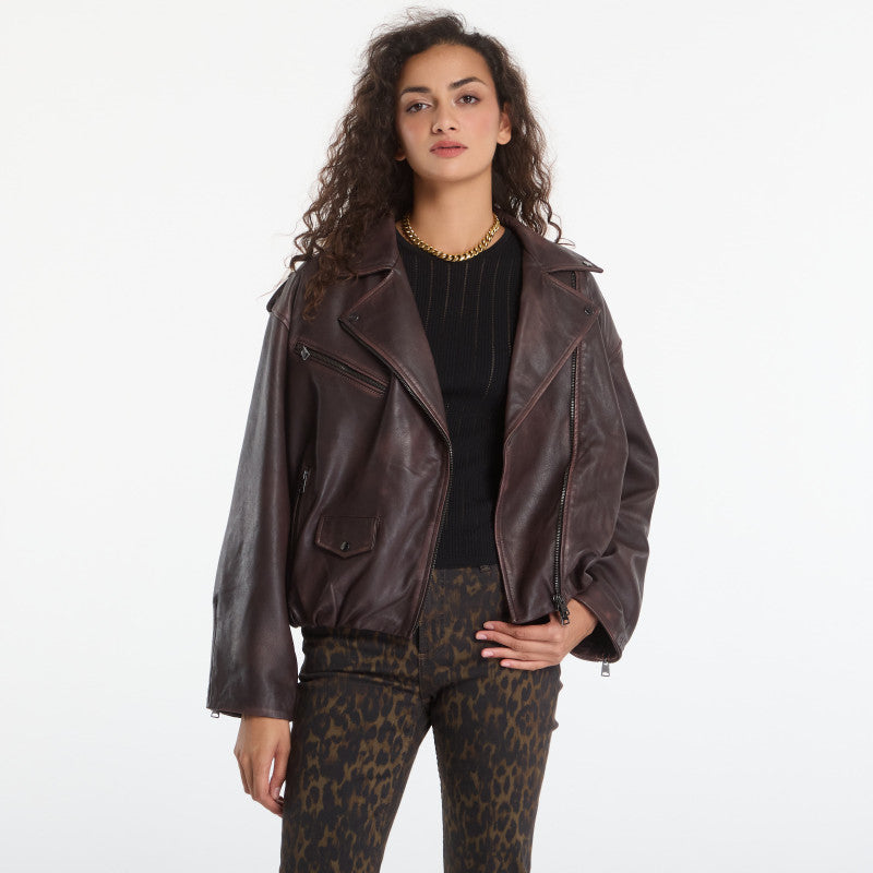 AllSaints Samina Biker Oxblood Red