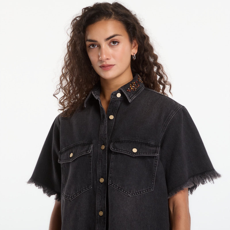 Sukienka AllSaints Filou Denim Dress Overdyed Brown