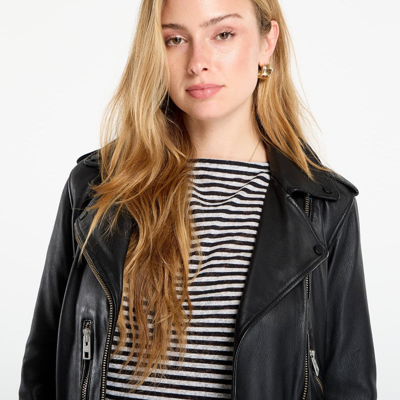 AllSaints Balfern Leather Biker Jacket Black