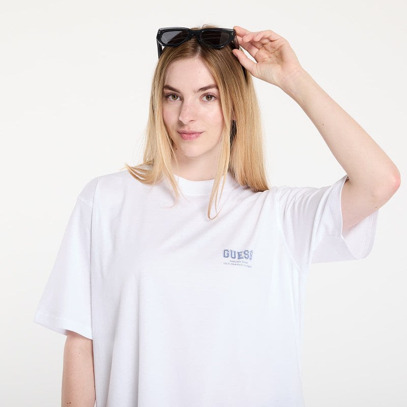 GUESS Cc Ss Monochrome Graphic Tee White