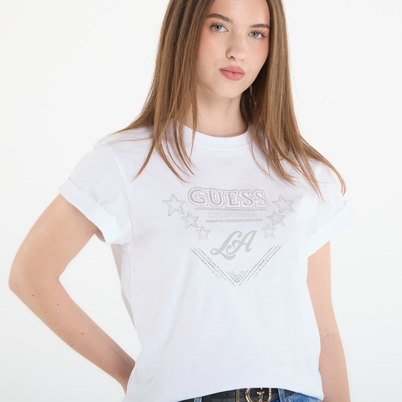 Guess Jeans Ss Cn La Stars Tee Pure White