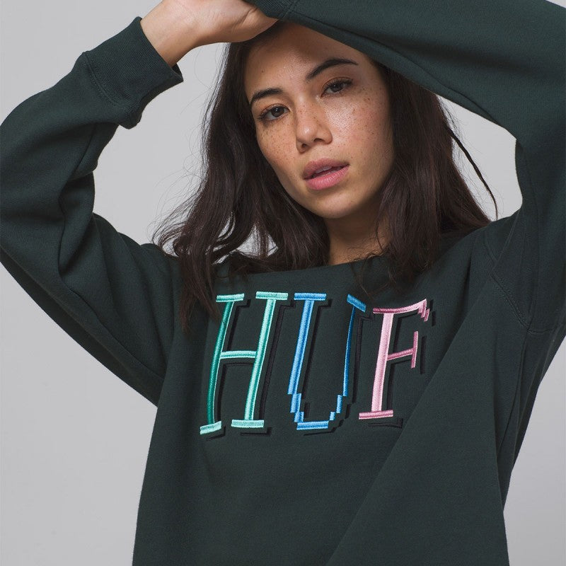 HUF 8-Bit WMNS Crewneck Dark Green