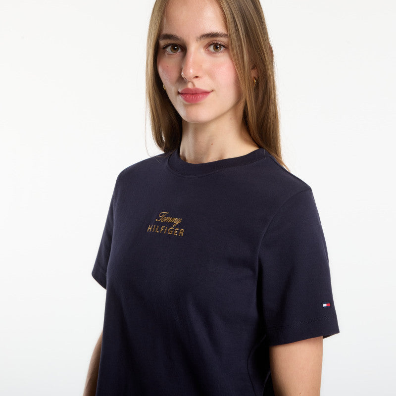 Tommy Hilfiger Gold Script Mdrn C-Nk S/S Tee Space Blue