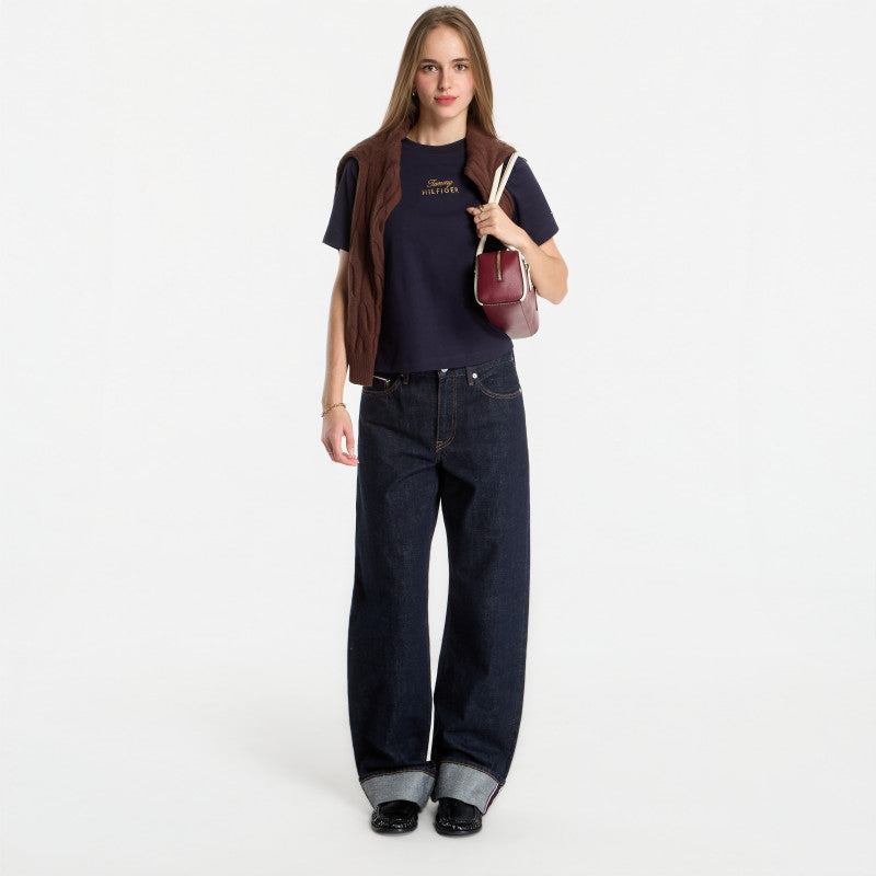 Tommy Hilfiger Gold Script Mdrn C-Nk S/S Tee Space Blue